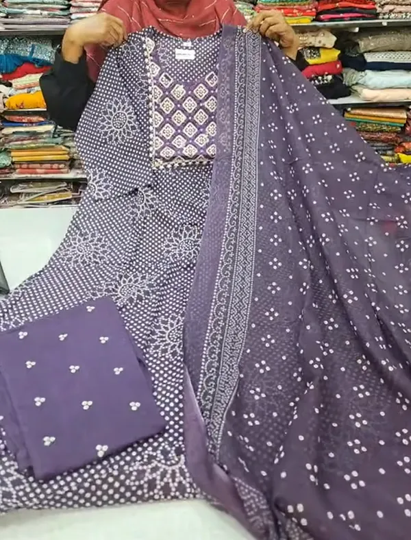 Premium 60/60 Cotton Top Bottom Dupatta Set | TS3145